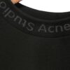 Acne Studios grey embroidered logo on dark green colored neck details in a full white background