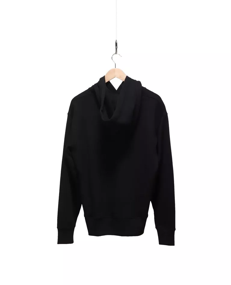Acne Studios Ferris Face embroidered patch black hoodie back in a full white background
