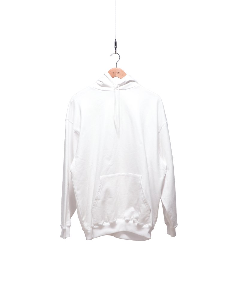 Balenciaga white hoodie front in a full white background