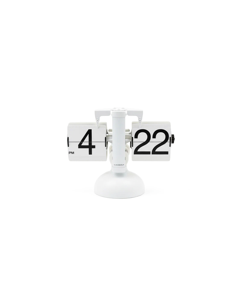 <font color="#ccae84" size="2">Timepiece </font><br><br><font size="3"><strong>CLOUDNOLA </strong></font><br><br>Flip Clock (White)