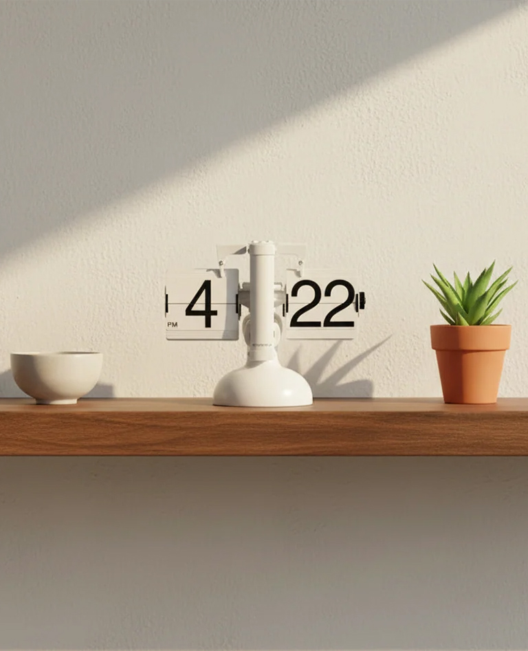 <font color="#ccae84" size="2">Timepiece </font><br><br><font size="3"><strong>CLOUDNOLA </strong></font><br><br>Flip Clock (White)