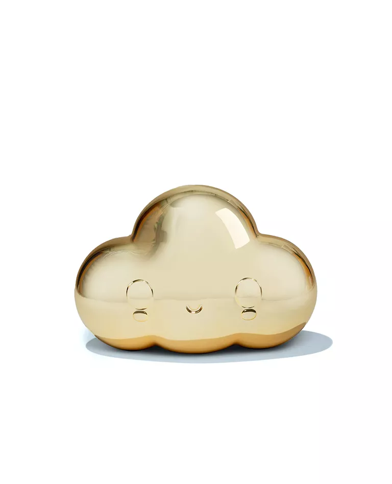 FriendsWithYou little cloud gold vinyl figure front in a full white background