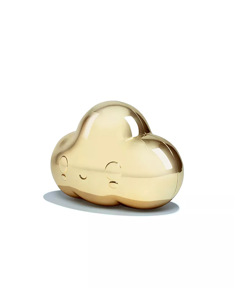 FriendsWithYou little cloud gold vinyl figure side in a full white background