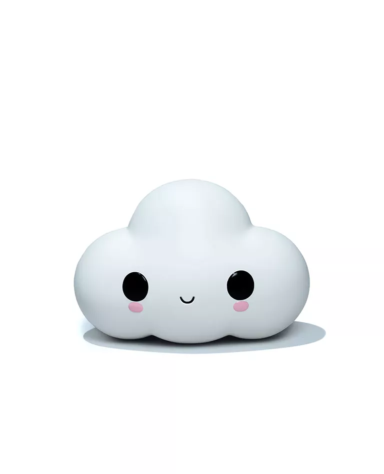 FriendsWithYou 小さな雲の白いビニール製フィギュアの前面が完全に白い背景になっています
