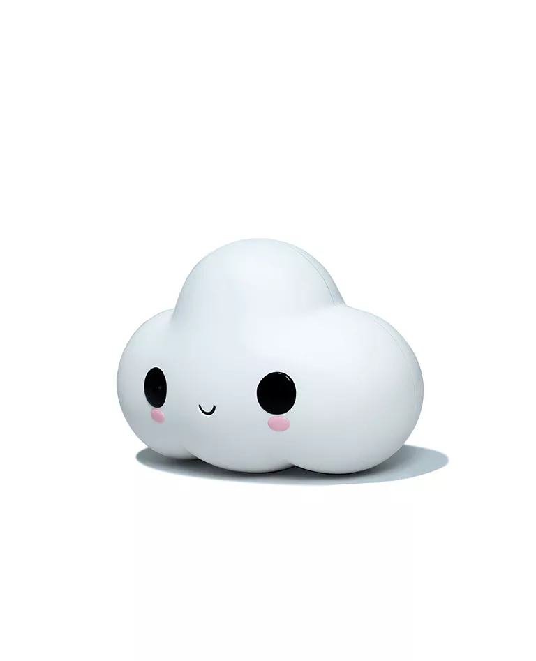 FriendsWithYou 小さな雲の白いビニール製フィギュアの側面が完全に白い背景になっています
