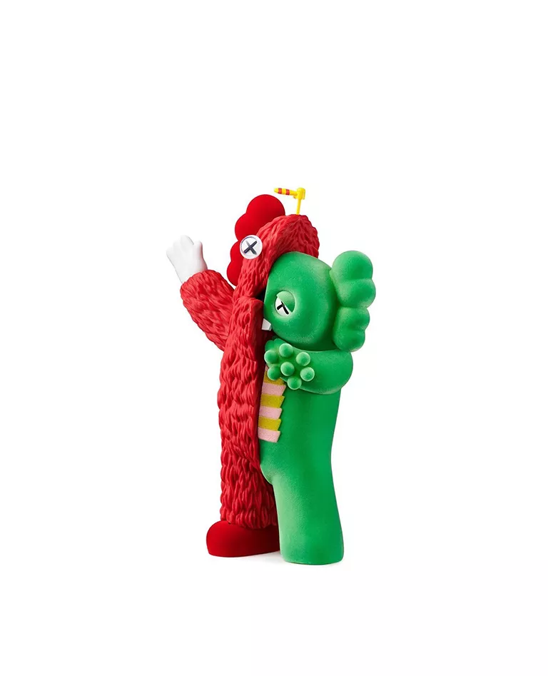 Kaws Kachamukku green red figure facing left with a full white background